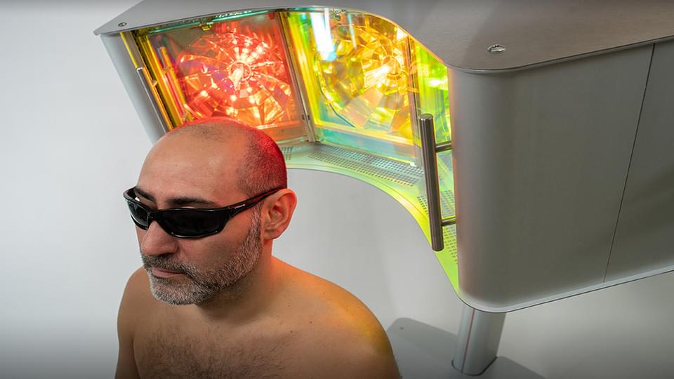 man being treated with RX-3 PBM